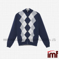 Fashion Men's Diamond Patterned Zipper Sweater Cardigans Cashmere